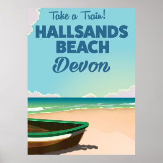Hallsands Beach Devon beach travel poster