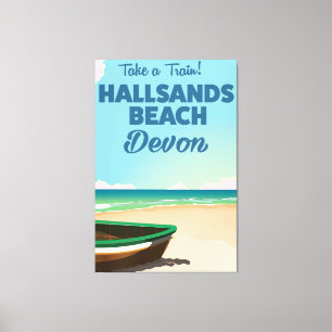 Hallsands Beach Devon beach travel poster Canvas Print