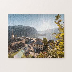 Hallstatt Austria, Bright Sunbeams Above Houses Jigsaw Puzzle