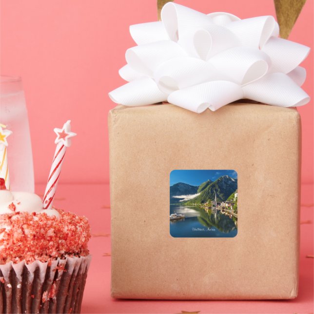 Hallstatt, Austria scenic photograph Square Sticker (Party)