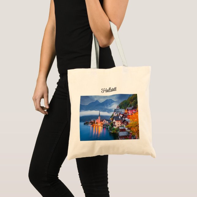 Hallstatt night scene, Austria Tote Bag (Front (Product))