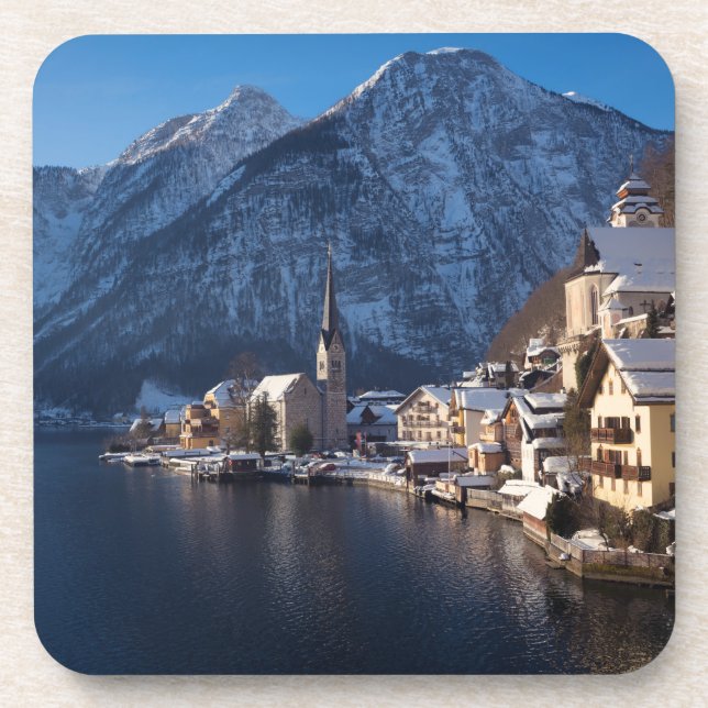 Hallstatt town in the snow in winter coaster (Front)