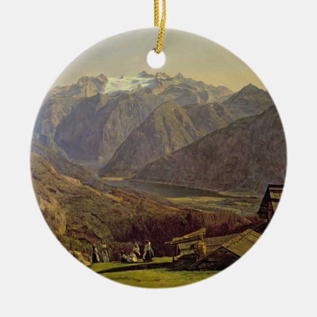 Hallstatter-See (oil on canvas) Ceramic Tree Decoration (Front)