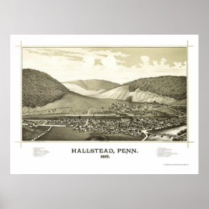 Hallstead, PA Panoramic Map - 1887 Poster