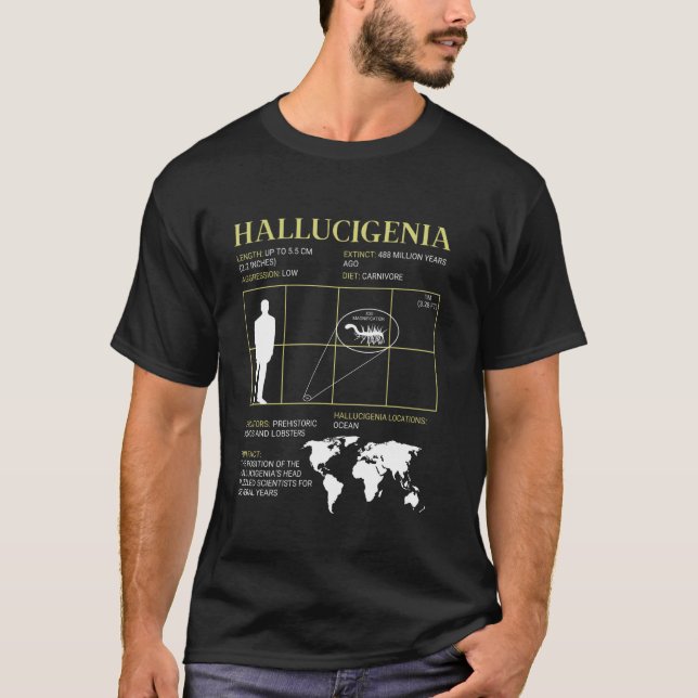 Hallucigenia Fossil Extinct Alien Looking Worm T-Shirt (Front)