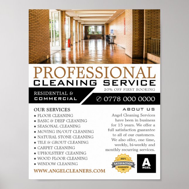 Hallway Floor, Cleaning Service Advertising Poster (Front)