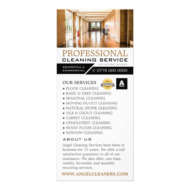 Hallway Floor, Cleaning Service Price List Rack Card (Front)