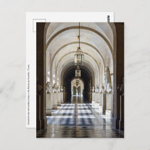 Hallway with statues in the Chateau de Versailles Postcard