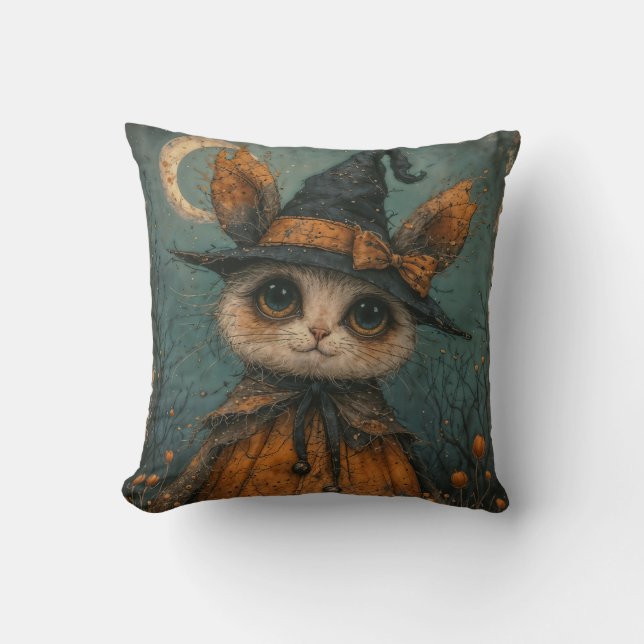 Hallwenn, adorable, spooky, bunny, wicth cushion (Front)