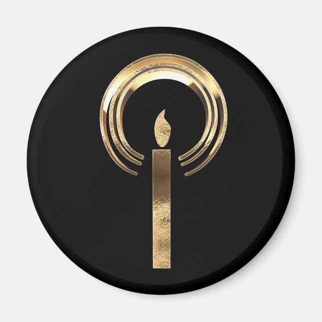 Halo around Candle Flame Black and Gold Christmas Magnet (Front)