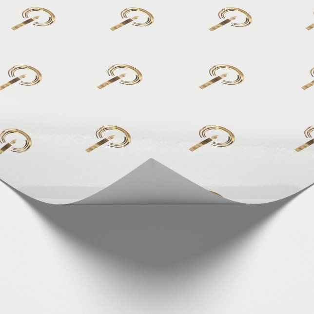 Halo around Candle Flame Pattern Elegant Gold Wrapping Paper (Corner)
