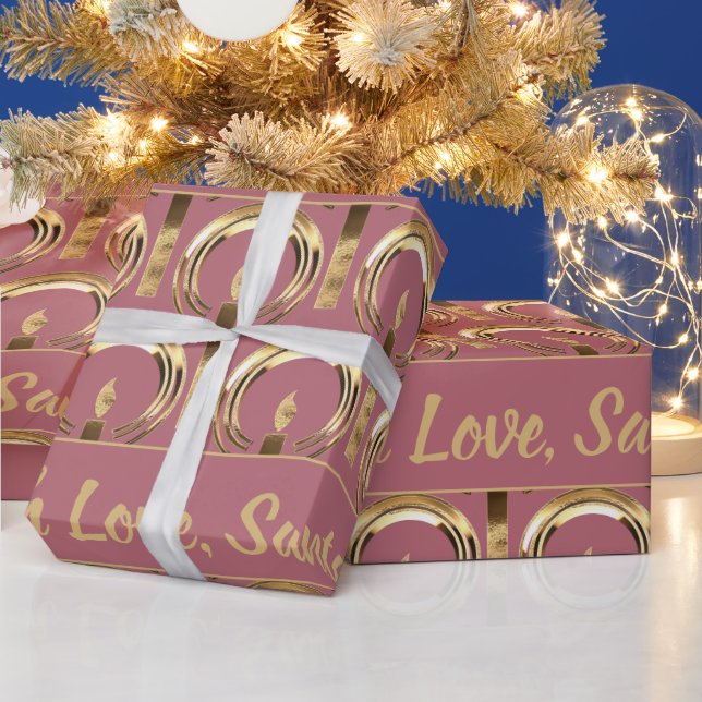 Halo around Candle Flame Rose Gold Christmas Wrapping Paper (Holidays)