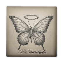 Halo Butterfly Trademark Logo Square Magnet