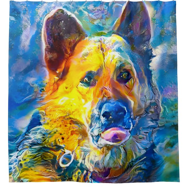 Halo:  Portrait of a German Shepherd  Shower Curtain (Front)