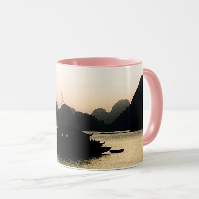 Halong Bay, Sunset, Vietnam Art (Holiday) Mug (Front Right)