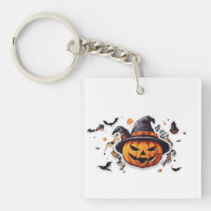 Haloween Pumpkin Head Sticker Transparent  Key Ring