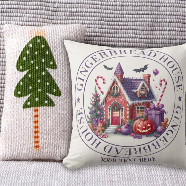 Halowmas Gingerbread House I Christmas Halloween  Cushion (Creator Uploaded)