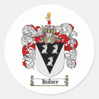 HALSEY FAMILY CREST -  HALSEY COAT OF ARMS CLASSIC ROUND STICKER