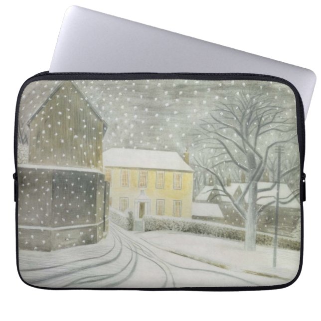 Halstead Road in Snow (by Eric Ravilious) Laptop Sleeve (Front)