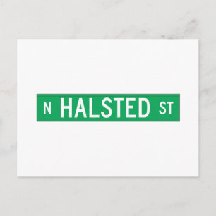 Halsted Street, Chicago, IL Street Sign Postcard