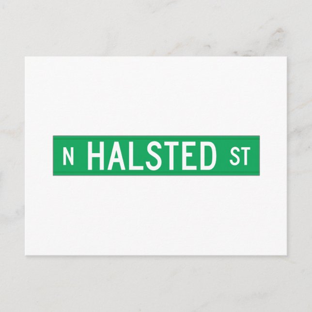 Halsted Street, Chicago, IL Street Sign Postcard (Front)