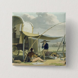 Halt of a Boor's Family, plate 17 from 'African Sc 15 Cm Square Badge