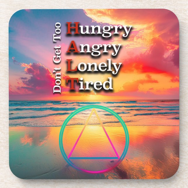 HALT Recovery Slogan Sunrise Coaster (Front)