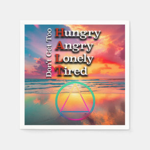 HALT Recovery Slogan Sunrise Napkin