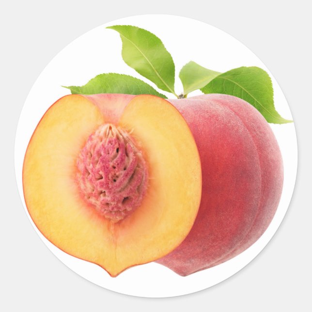 Halved peaches classic round sticker (Front)