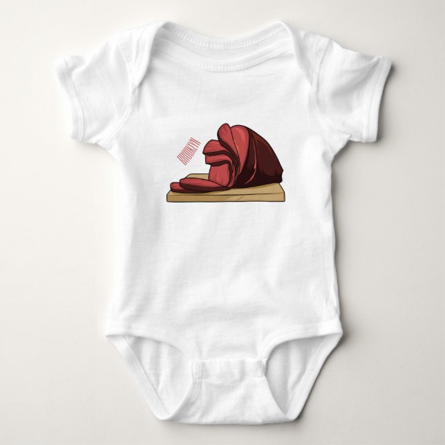 Ham cartoon illustration  baby bodysuit (Front)