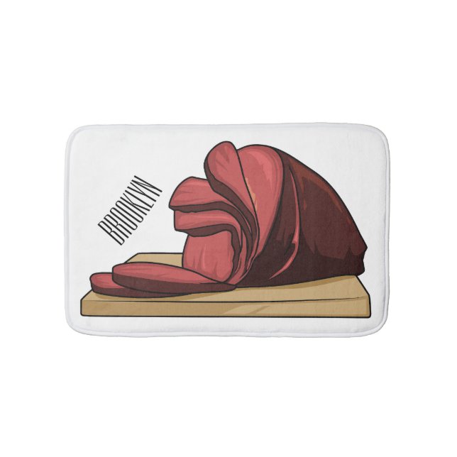 Ham cartoon illustration  bath mat (Front)