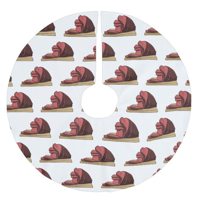 Ham cartoon illustration  brushed polyester tree skirt (Front)