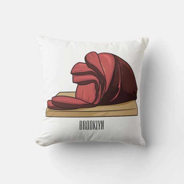 Ham cartoon illustration  cushion (Front)