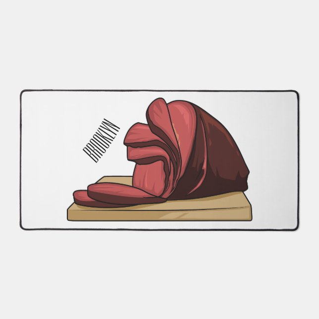 Ham cartoon illustration  desk mat (Front)