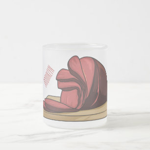 Ham cartoon illustration  frosted glass coffee mug