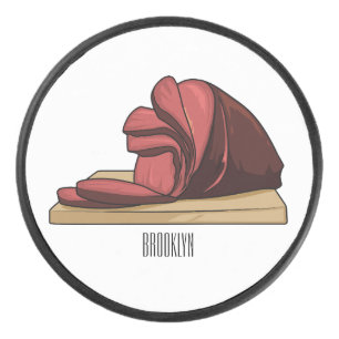 Ham cartoon illustration  hockey puck