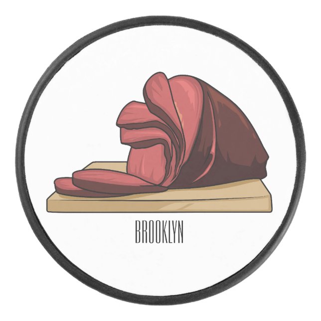 Ham cartoon illustration  hockey puck (Front)