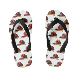 Ham cartoon illustration kid's flip flops