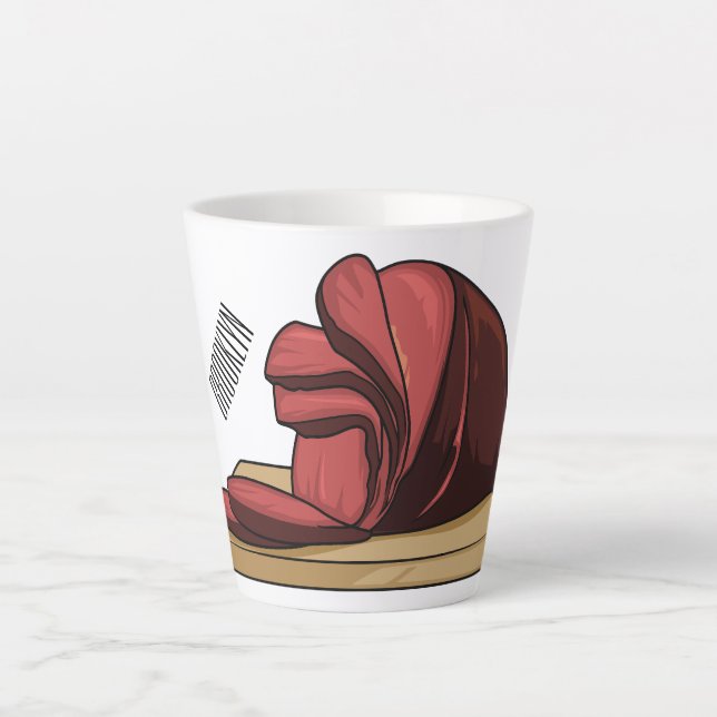 Ham cartoon illustration  latte mug (Front)