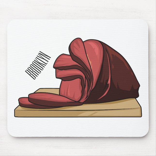 Ham cartoon illustration  mouse mat (Front)
