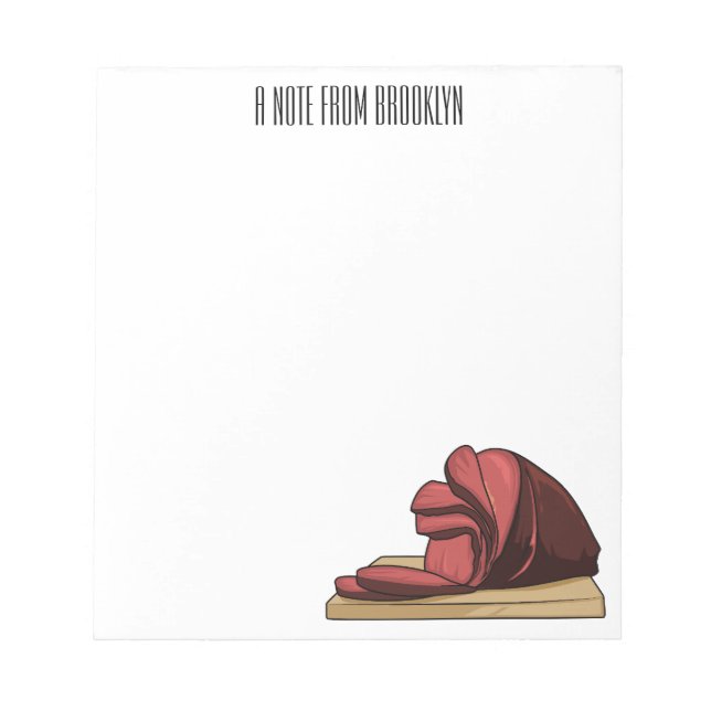 Ham cartoon illustration  notepad (Front)