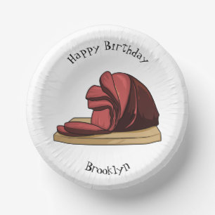 Ham cartoon illustration paper plate