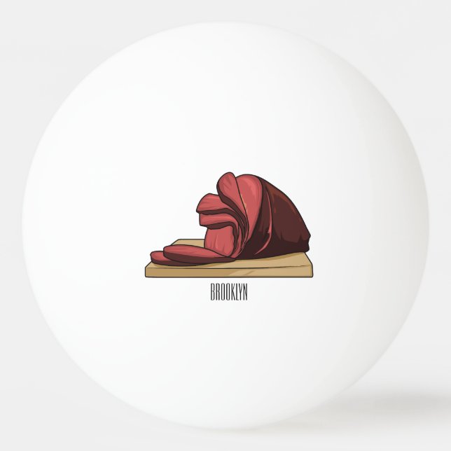 Ham cartoon illustration  ping pong ball (Front)