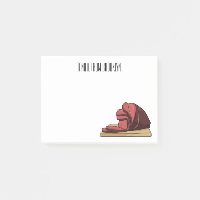 Ham cartoon illustration  post-it notes (Front)