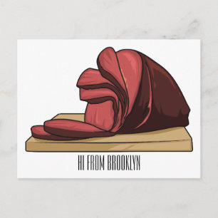 Ham cartoon illustration  postcard