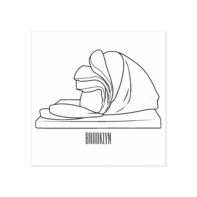 Ham cartoon illustration rubber stamp (Imprint)