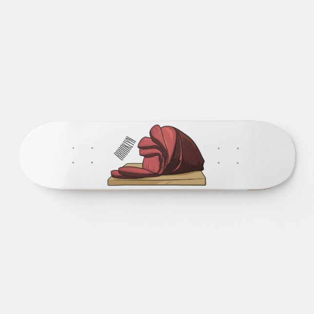 Ham cartoon illustration  skateboard (Horz)