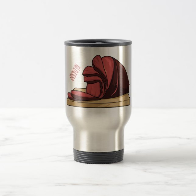 Ham cartoon illustration  travel mug (Center)