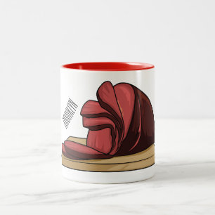 Ham cartoon illustration  Two-Tone coffee mug