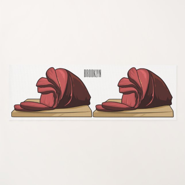 Ham cartoon illustration  yoga mat (Front (Horizontal))